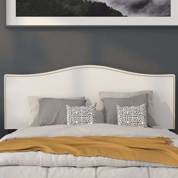 Headboard, Queen Size, White Fabric
