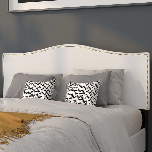 Headboard, Queen Size, White Fabric