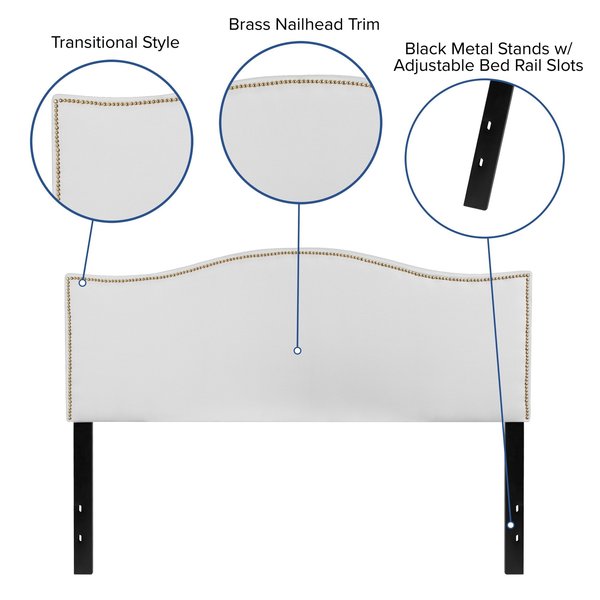 Headboard, Queen Size, White Fabric