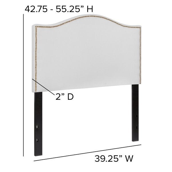Headboard, Twin Size, White Fabric