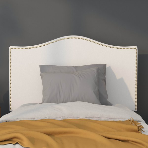 Headboard, Twin Size, White Fabric
