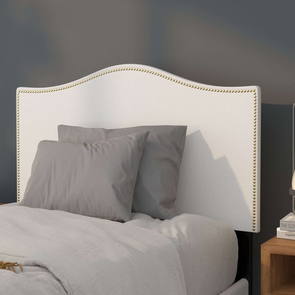 Headboard, Twin Size, White Fabric