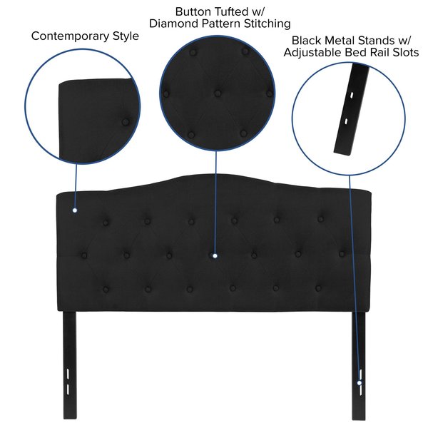 Full Cambridge, Headboard, Black Fabric