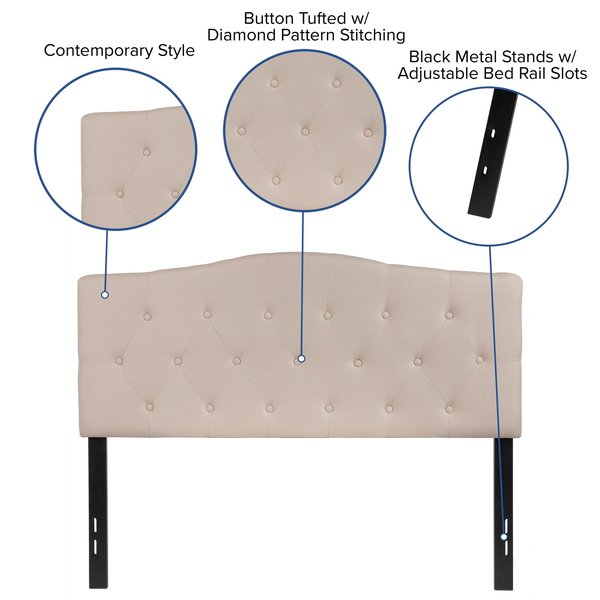Full Cambridge, Headboard, Beige Fabric