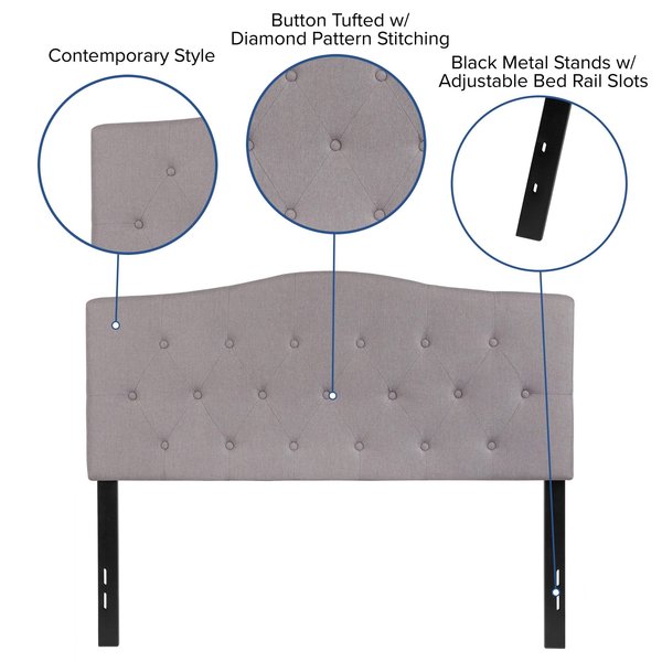 Full Cambridge, Headboard, Gray Fabric