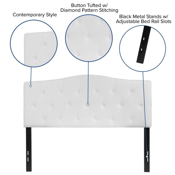 Full Cambridge, Headboard, White Fabric