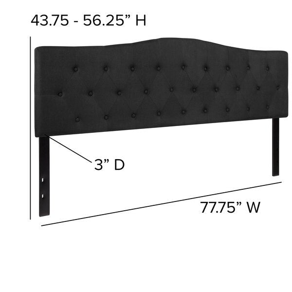King, Cambridge Headboard, Black Fabric