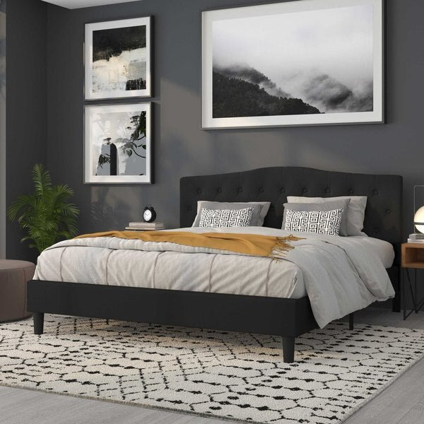 King, Cambridge Headboard, Black Fabric