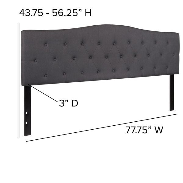 King, Cambridge Headboard, Gray Fabric
