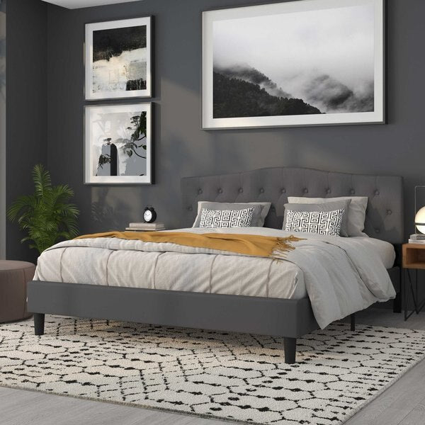 King, Cambridge Headboard, Gray Fabric
