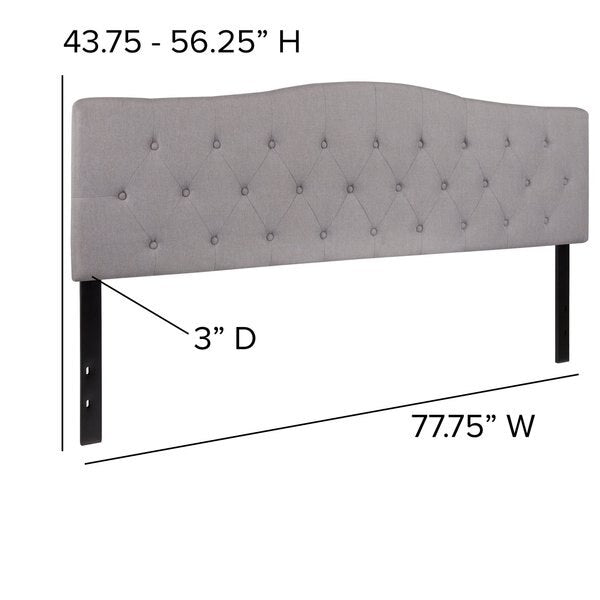 King, Cambridge Headboard, Gray Fabric