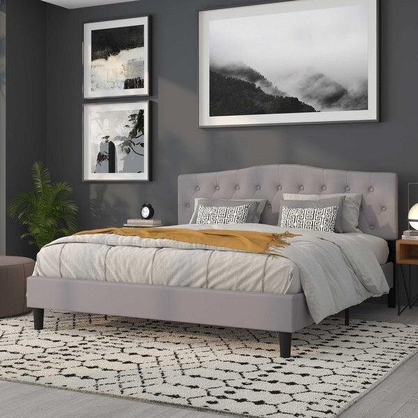 King, Cambridge Headboard, Gray Fabric