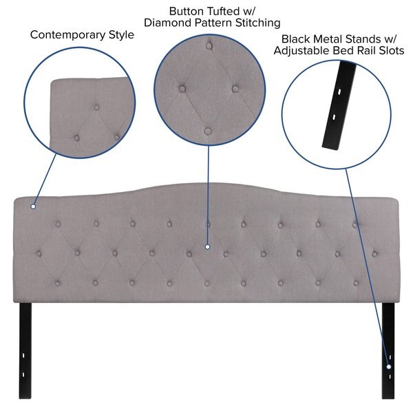 King, Cambridge Headboard, Gray Fabric