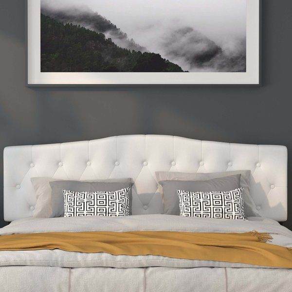 King, Cambridge Headboard, White Fabric