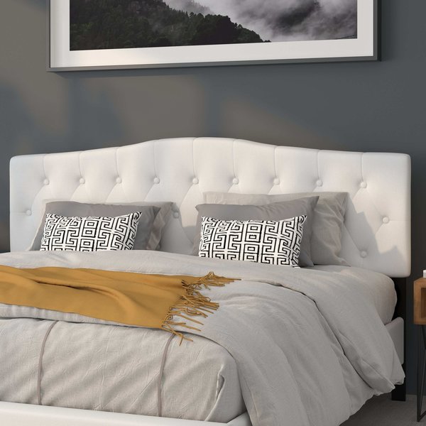 King, Cambridge Headboard, White Fabric