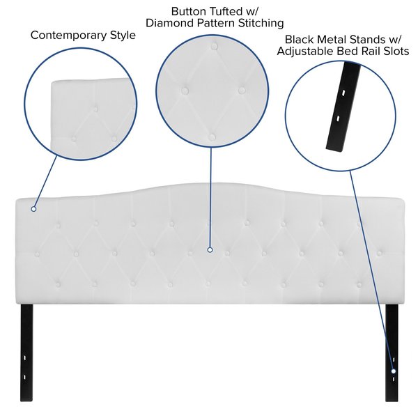 King, Cambridge Headboard, White Fabric