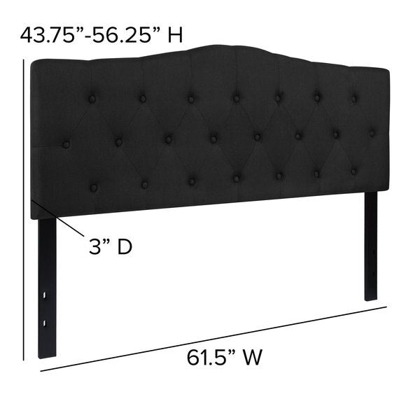 Cambridge Headboard, Queen, Black Fabric
