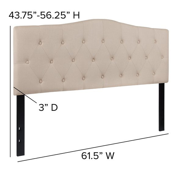 Cambridge Headboard, Queen, Beige Fabric