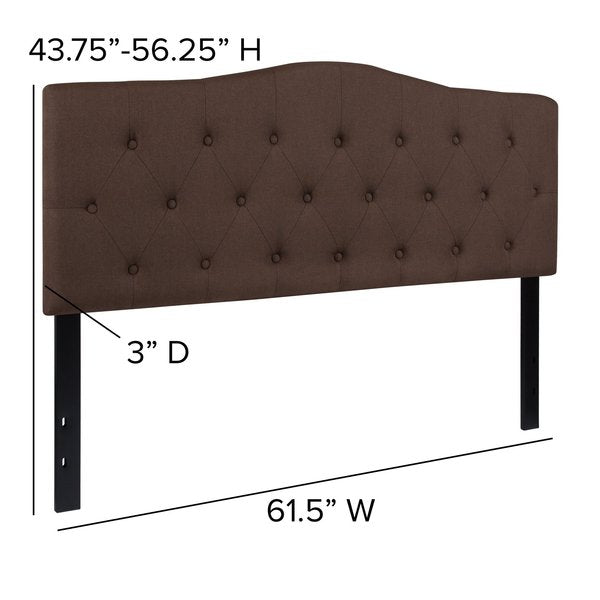Cambridge Headboard, Queen, Brown Fabric