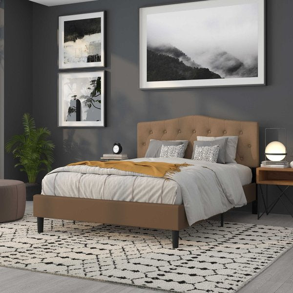 Cambridge Headboard, Queen, Brown Fabric