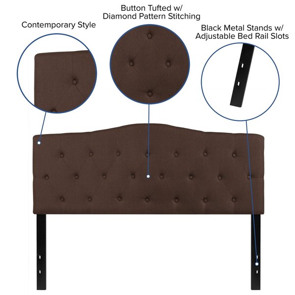 Cambridge Headboard, Queen, Brown Fabric