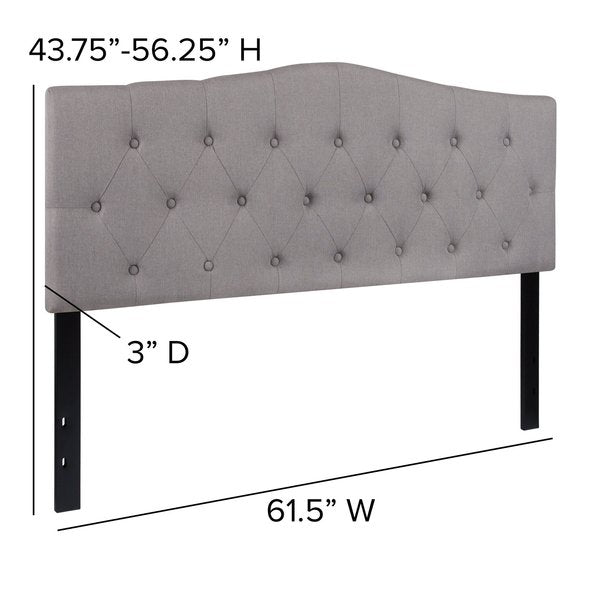 Cambridge Headboard, Queen, Gray Fabric