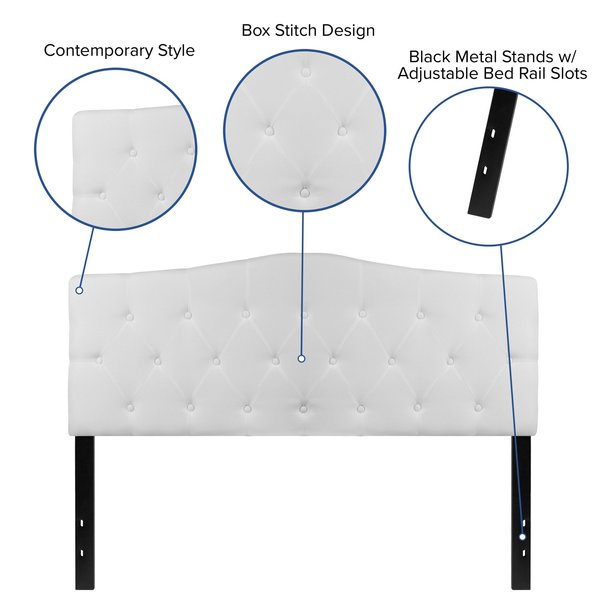 Cambridge Headboard, Queen, White Fabric