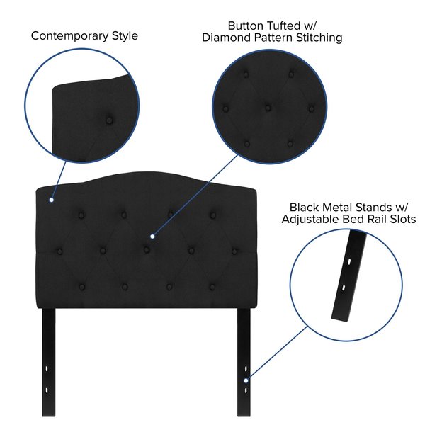 Cambridge Headboard, Twin Size, Black Fbrc