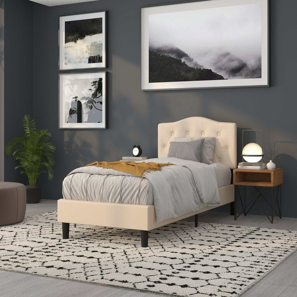 Cambridge Headboard, Twin Size, Beige Fbrc