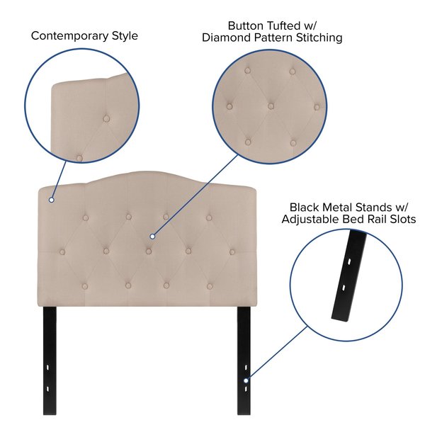 Cambridge Headboard, Twin Size, Beige Fbrc