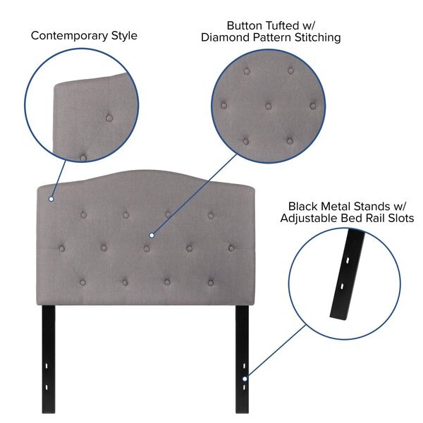 Cambridge Headboard, Twin Size, Gray Fbrc