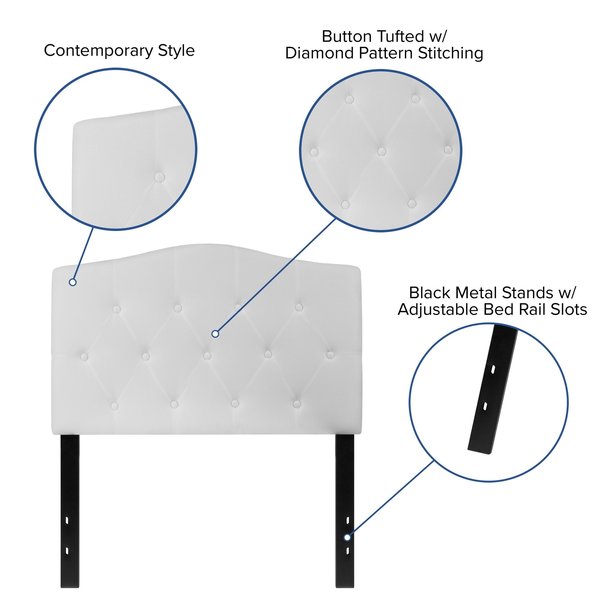 Cambridge Headboard, Twin Size, White Fbrc