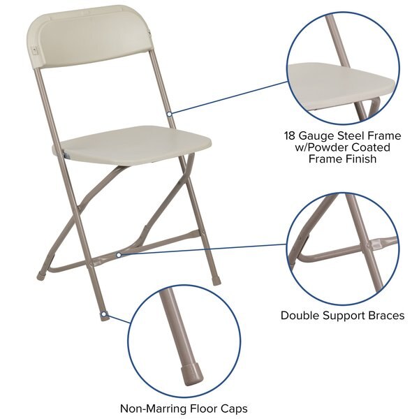 Folding Chair - Beige Plastic - Event Chair