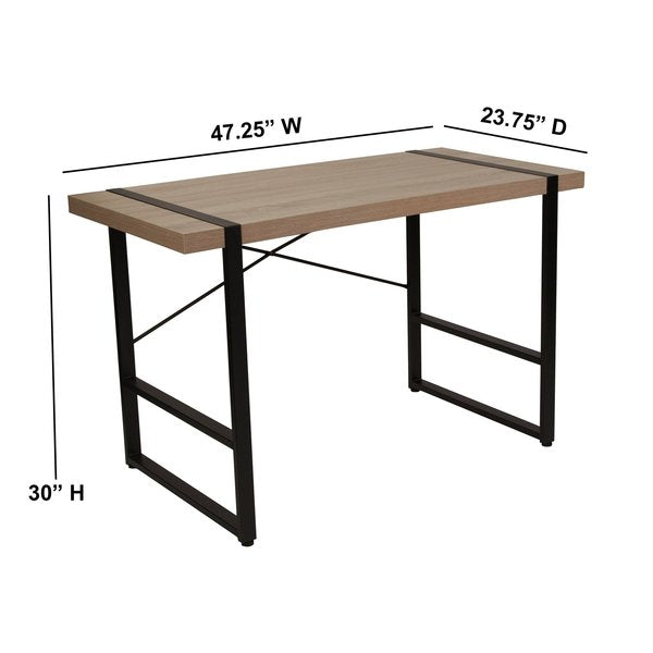 Rectangle Console Table, Black, Metal Frame, 47.25