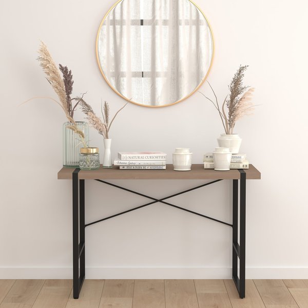 Rectangle Console Table, Black, Metal Frame, 47.25
