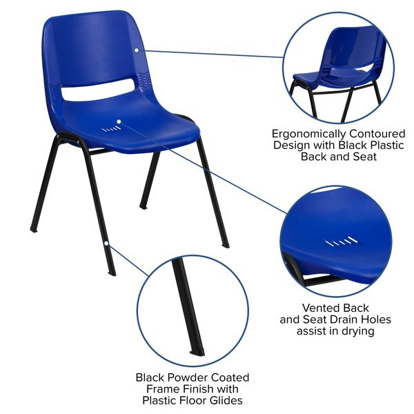 Stack Chair, Navy w/ Black Frame, 12