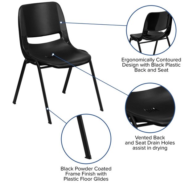 Stack Chair, Frame, Black, 12