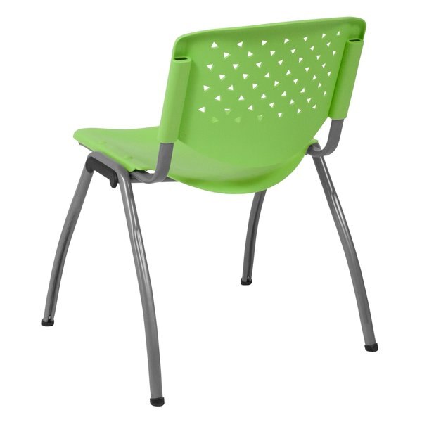 HERCULES Series 880 lb. Capacity Green Plastic Stack Chair with Titanium Gray Powder Coated Frame
