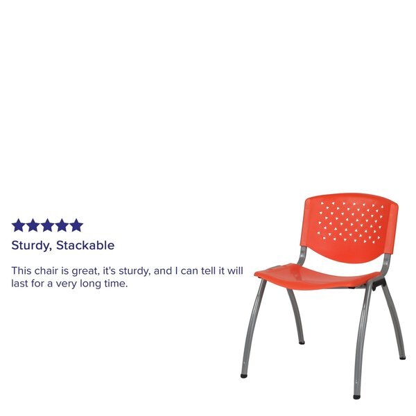 HERCULES Series 880 lb. Capacity Orange Plastic Stack Chair with Titanium Gray Powder Coated Frame