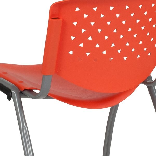 HERCULES Series 880 lb. Capacity Orange Plastic Stack Chair with Titanium Gray Powder Coated Frame