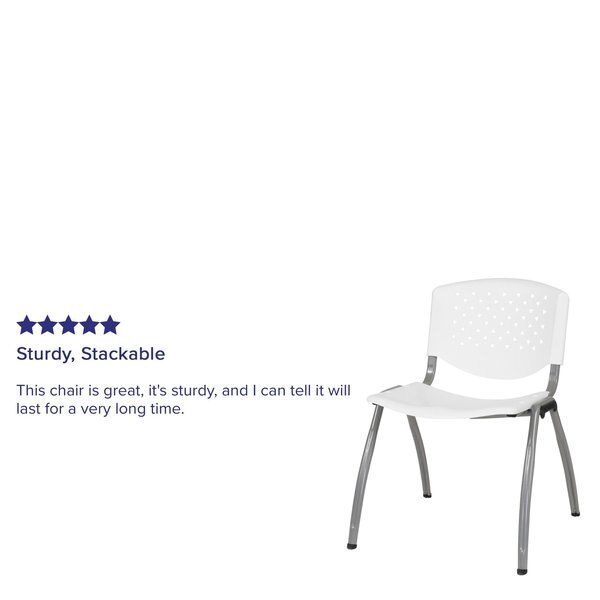HERCULES Series 880 lb. Capacity White Plastic Stack Chair with Titanium Gray Powder Coated Frame