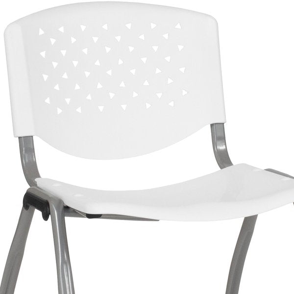 HERCULES Series 880 lb. Capacity White Plastic Stack Chair with Titanium Gray Powder Coated Frame