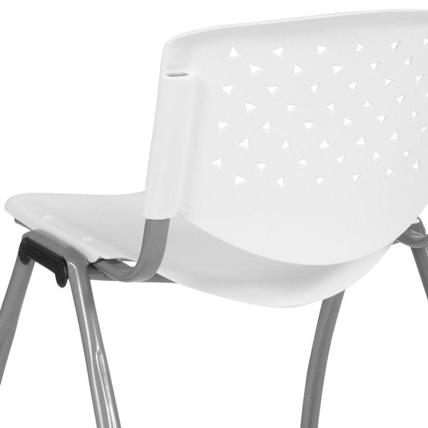 HERCULES Series 880 lb. Capacity White Plastic Stack Chair with Titanium Gray Powder Coated Frame