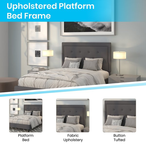 Roxbury Full Platform Bed, Dark Gray