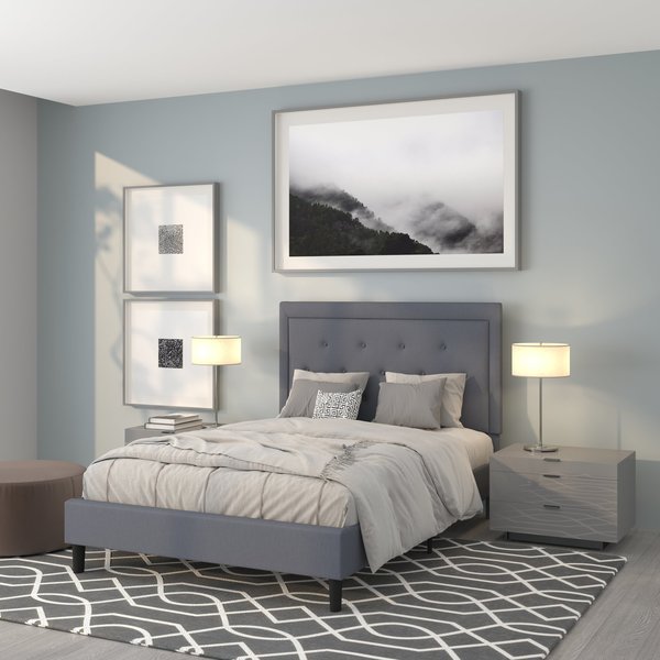 Roxbury Full Platform Bed, Light Gray