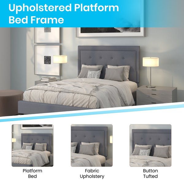Roxbury Full Platform Bed, Light Gray