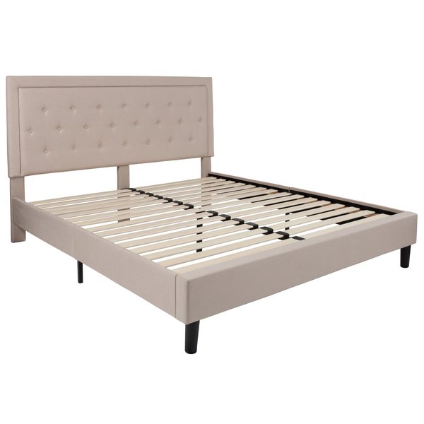 Roxbury King Platform Bed, Beige