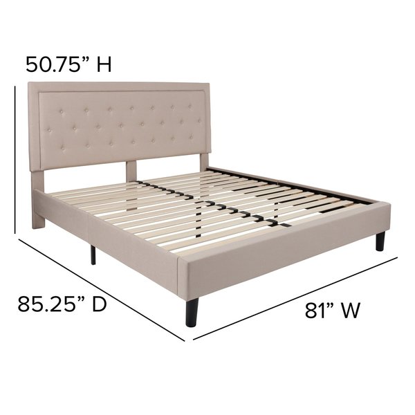 Roxbury King Platform Bed, Beige