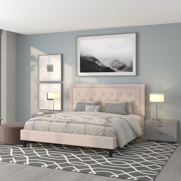 Roxbury King Platform Bed, Beige