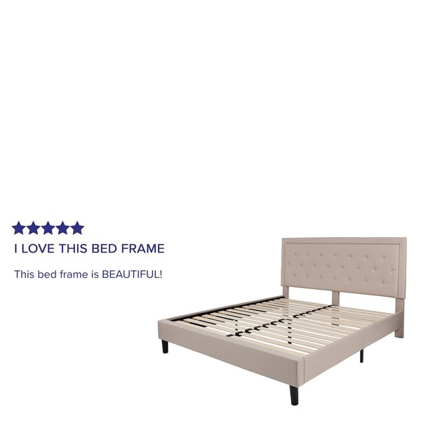 Roxbury King Platform Bed, Beige